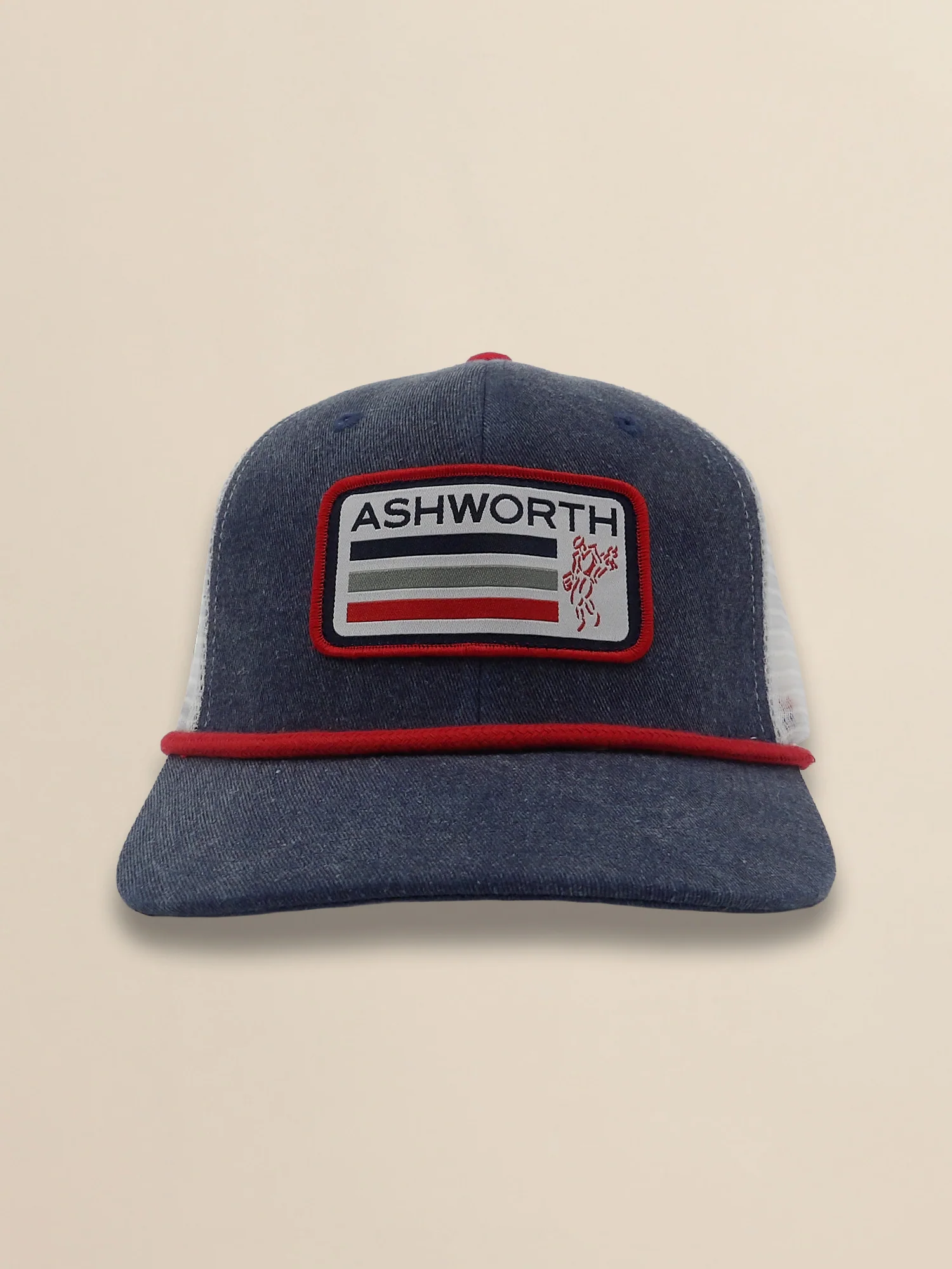 2 Tone Mesh Back Vintage Twill Flag Label Trucker Cap - Image 2