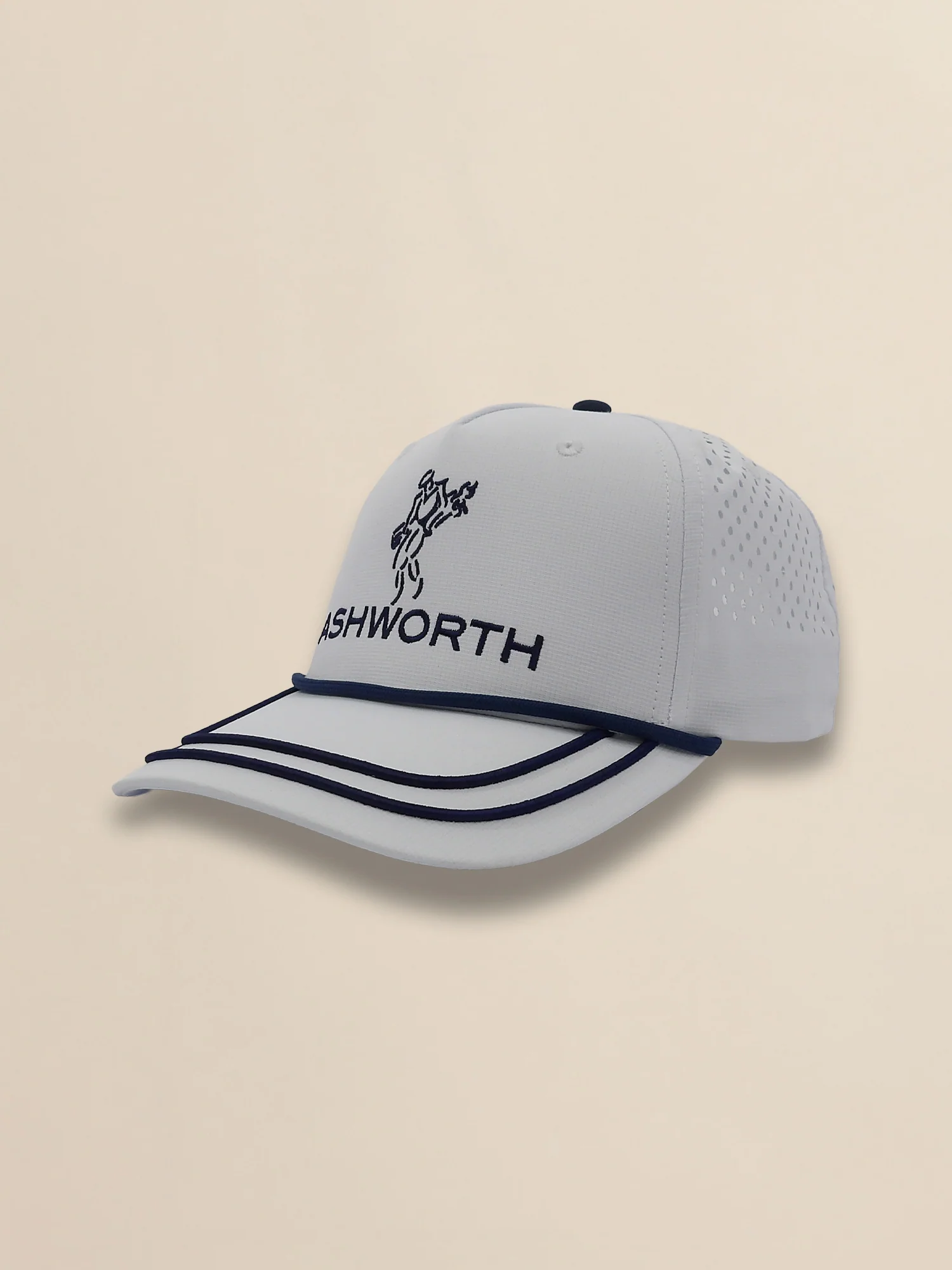 Perforated Pearl Poly Stacked Logo Cap