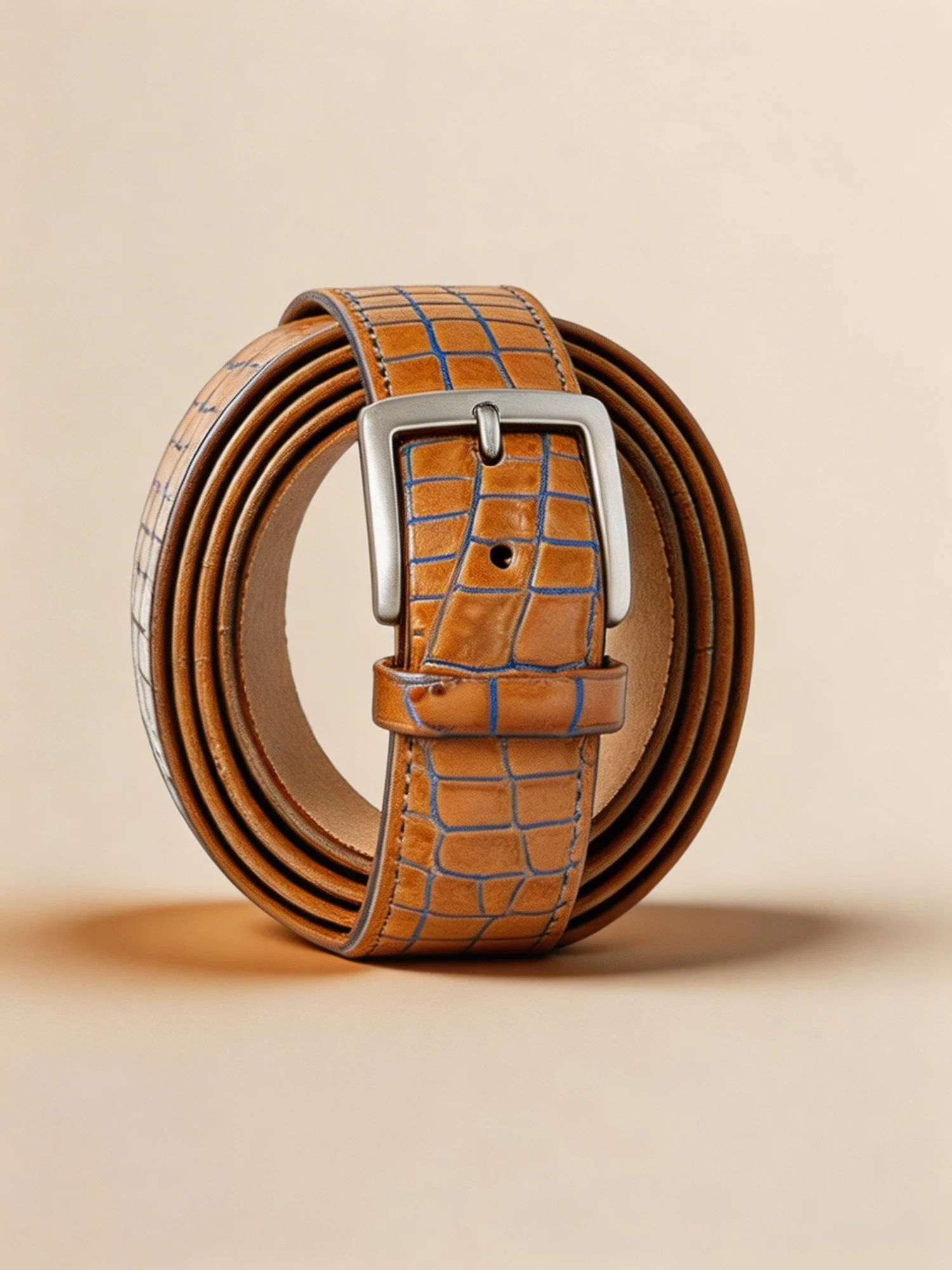 Two Tone Embossed Croc Belt